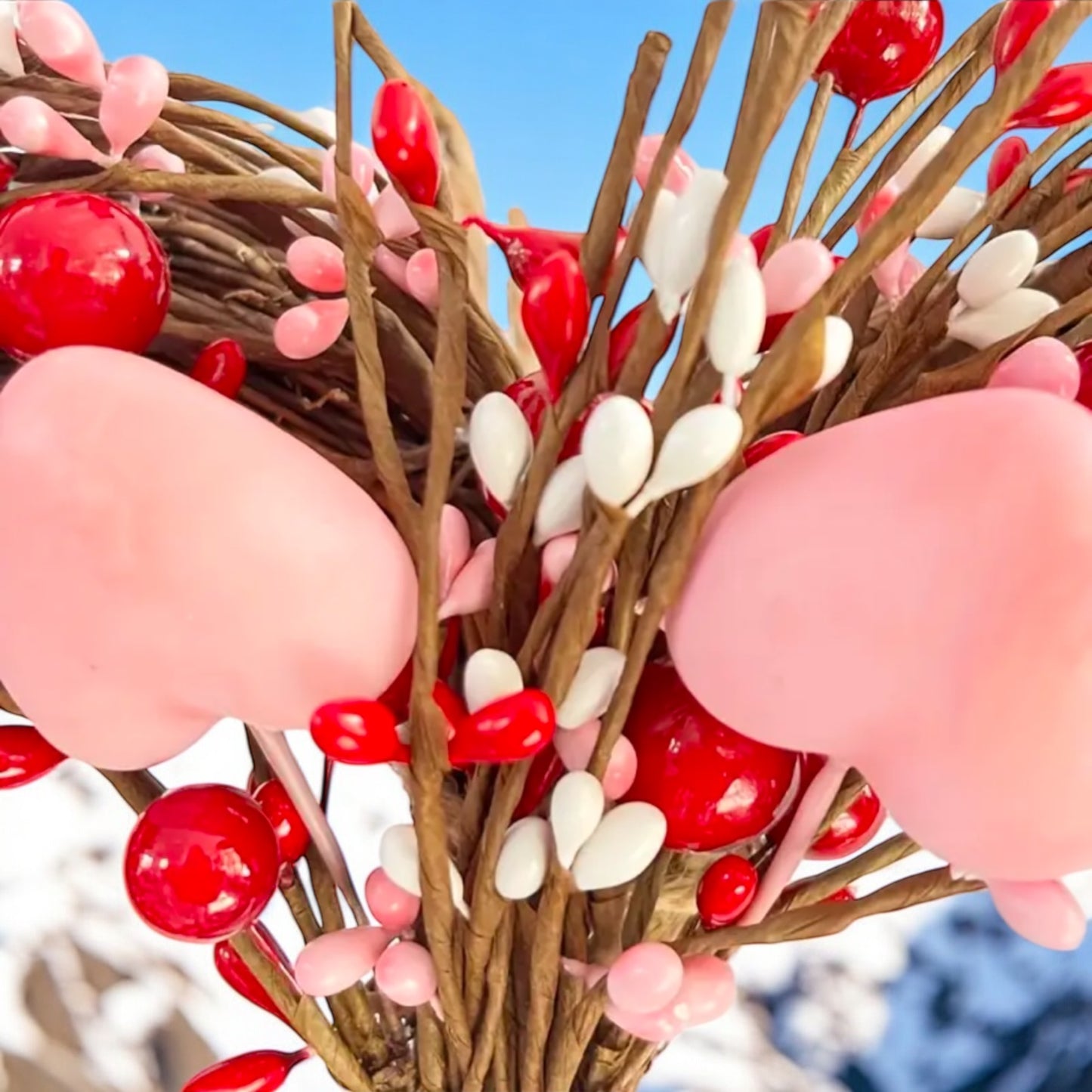 Valentines Red & Pink Heart Twig Wreath