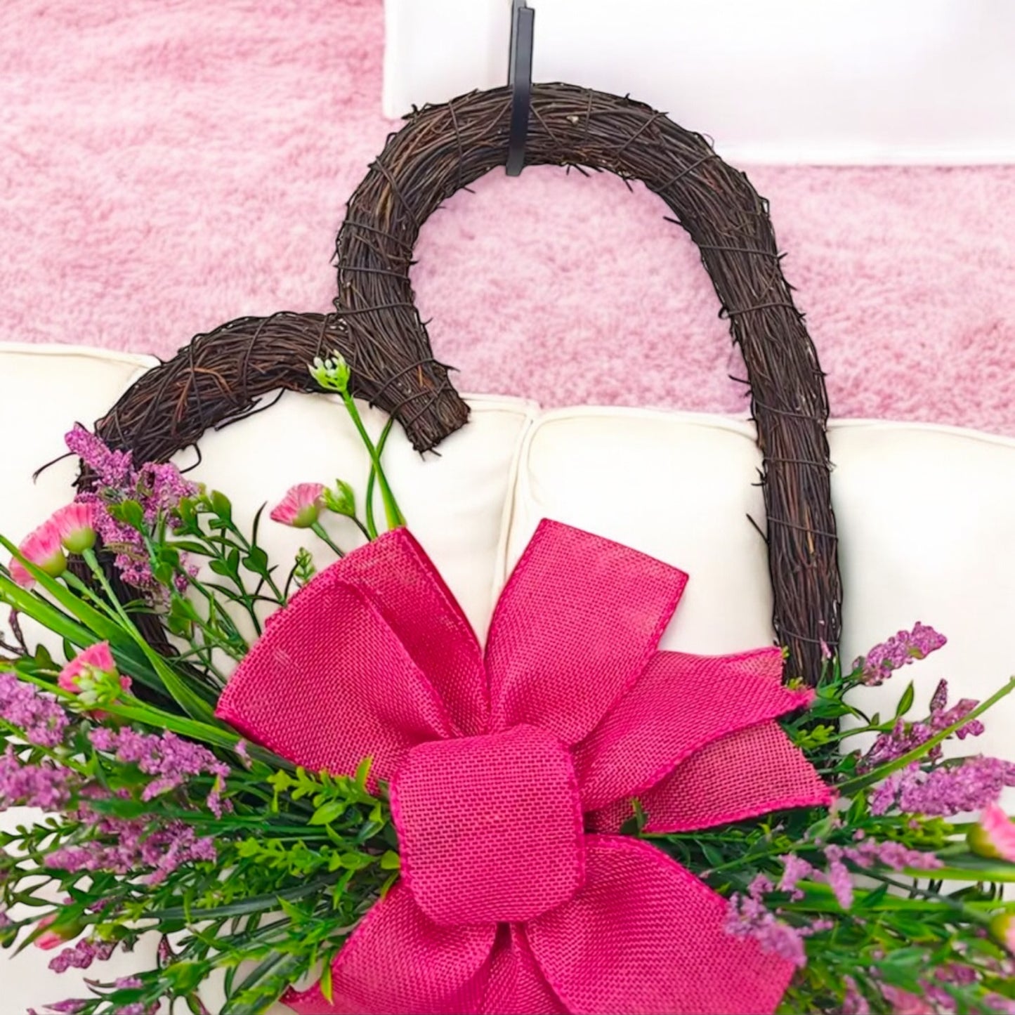 Floral Heart Shape Rattan Wreath