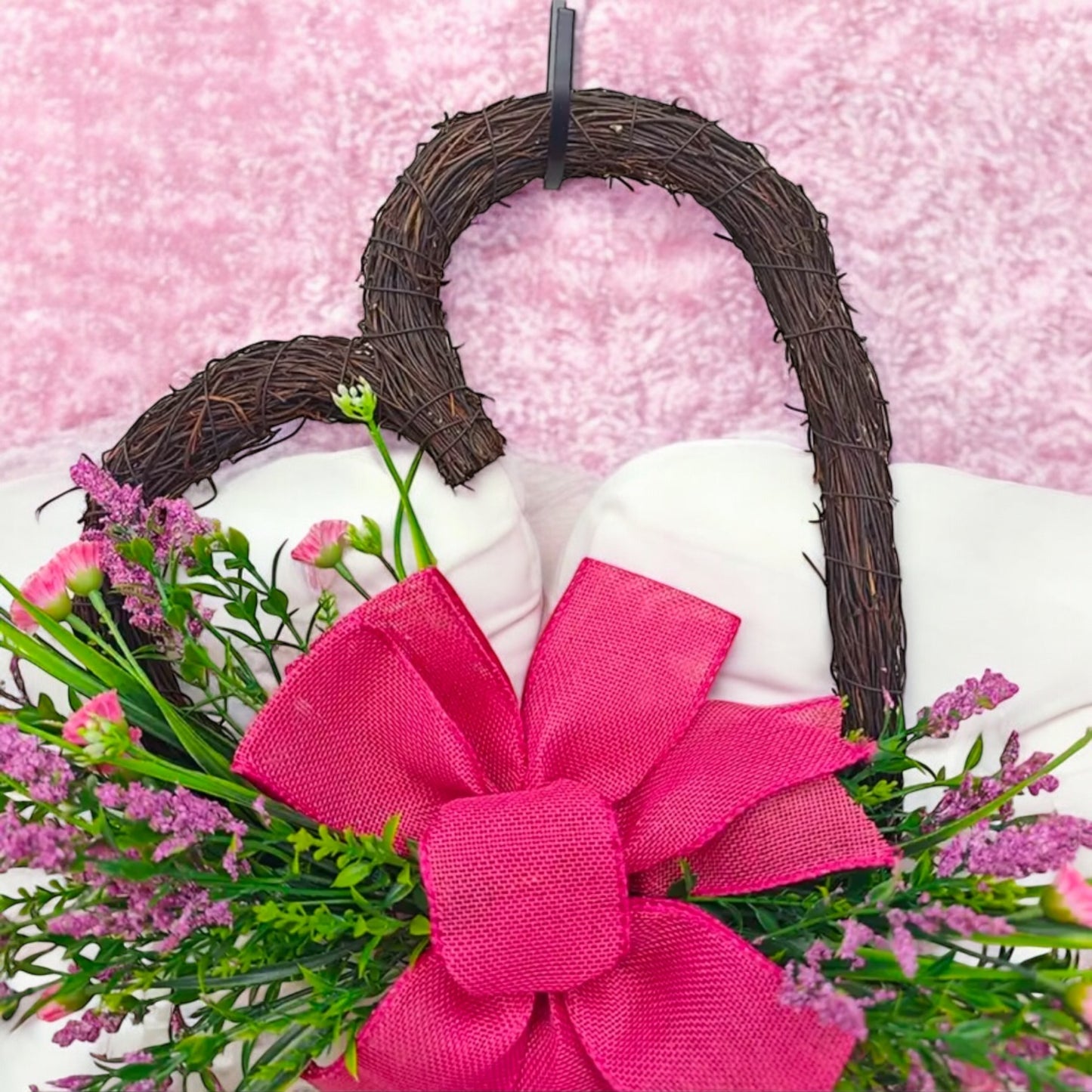 Floral Heart Shape Rattan Wreath