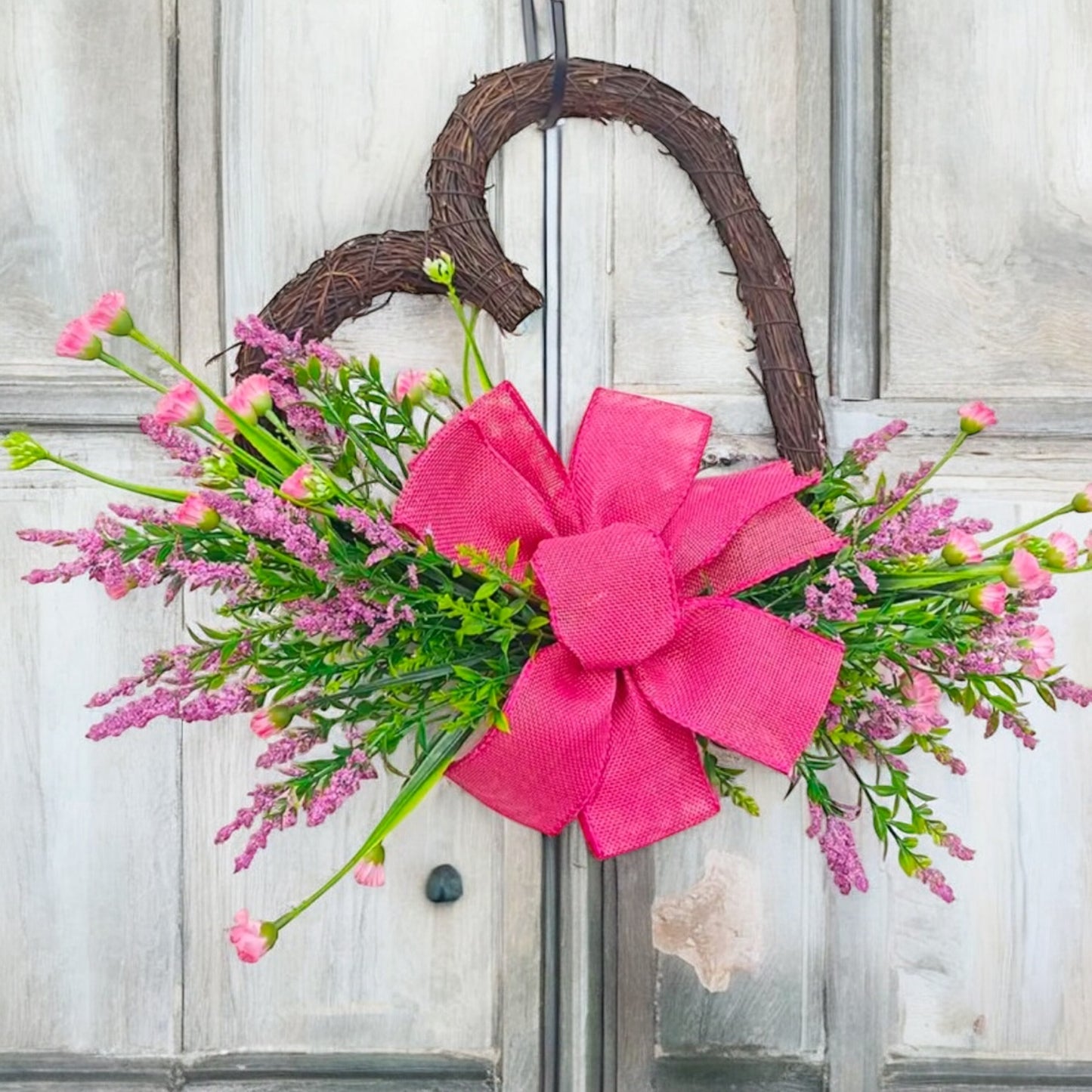 Floral Heart Shape Rattan Wreath