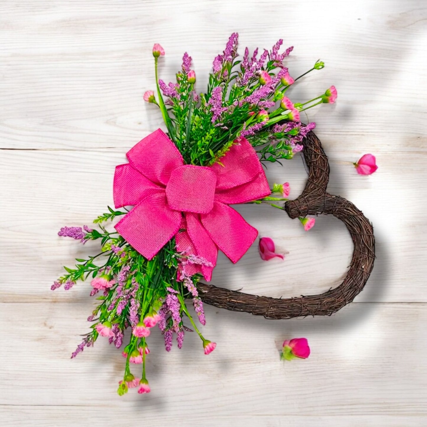 Floral Heart Shape Rattan Wreath