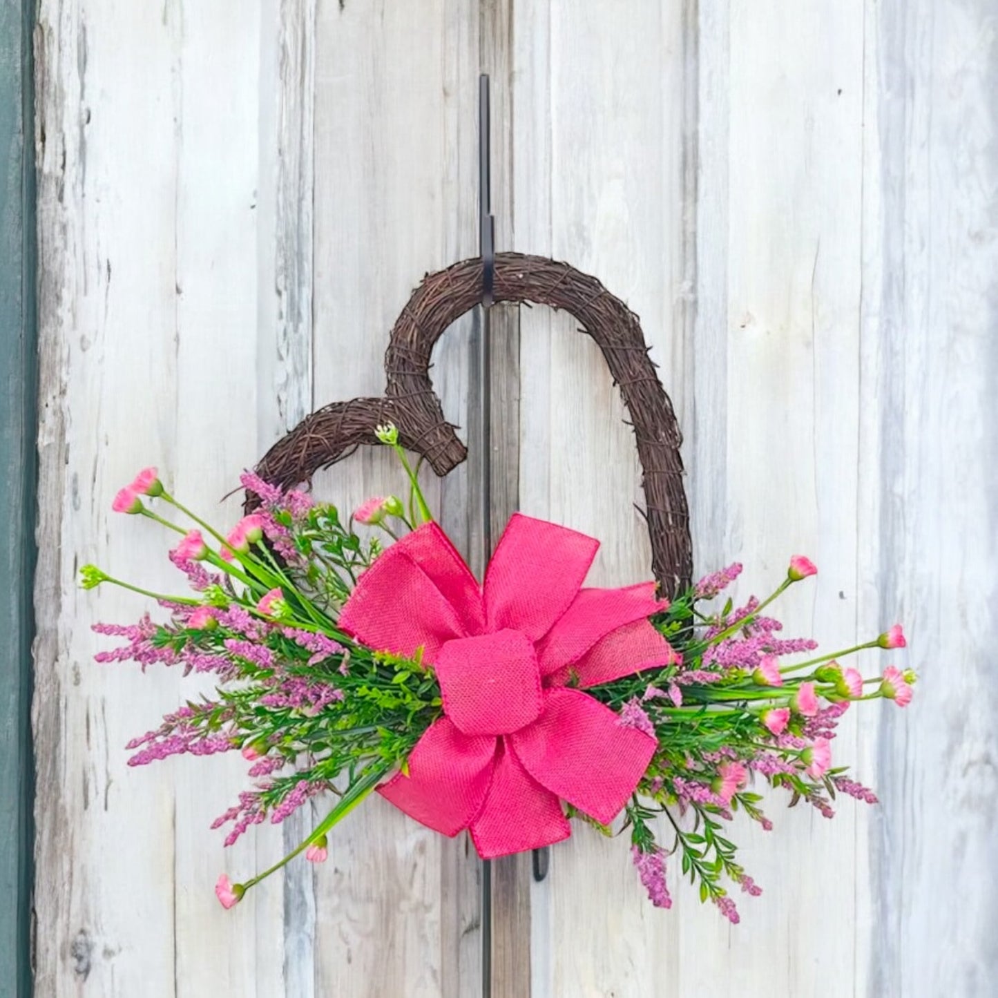 Floral Heart Shape Rattan Wreath