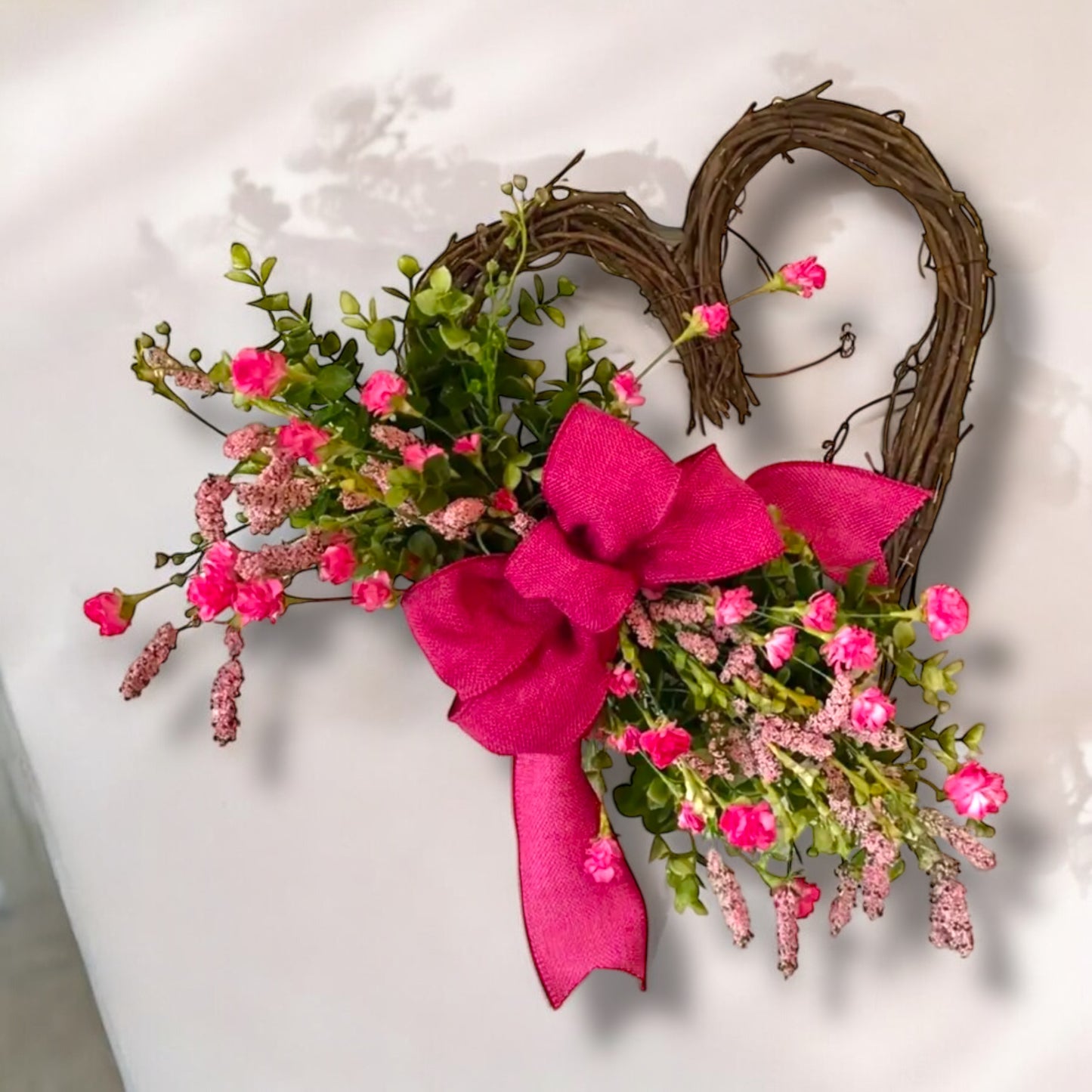 Floral Heart Shape Rattan Wreath