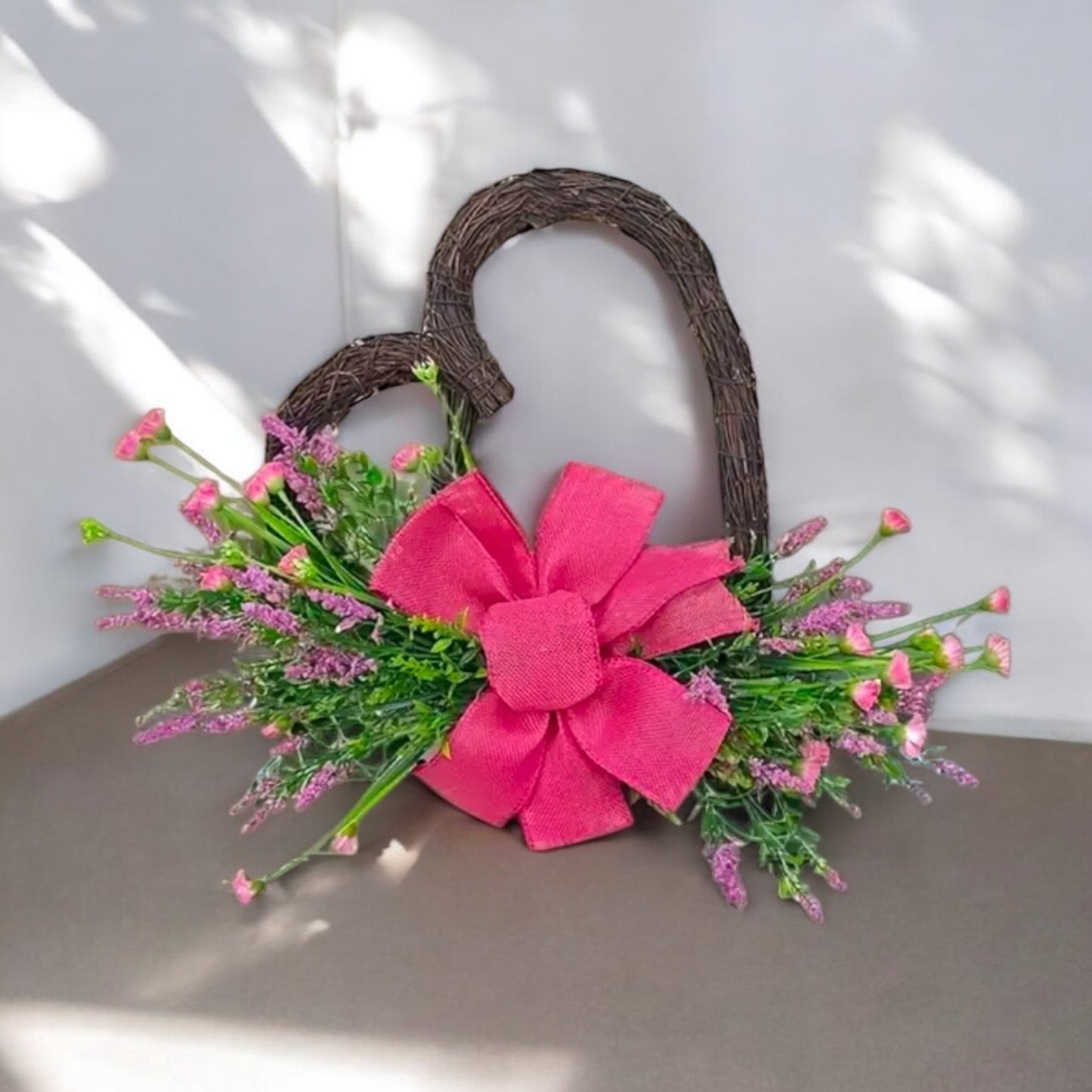 Floral Heart Shape Rattan Wreath