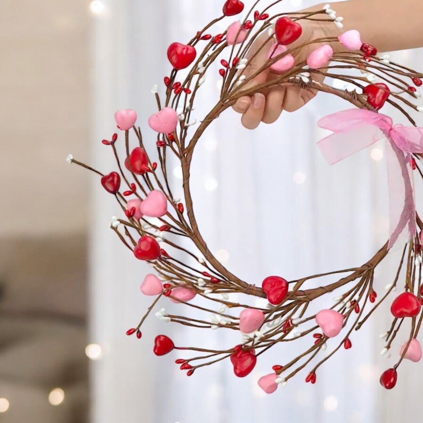 Twig Wreath Adored With Hearts