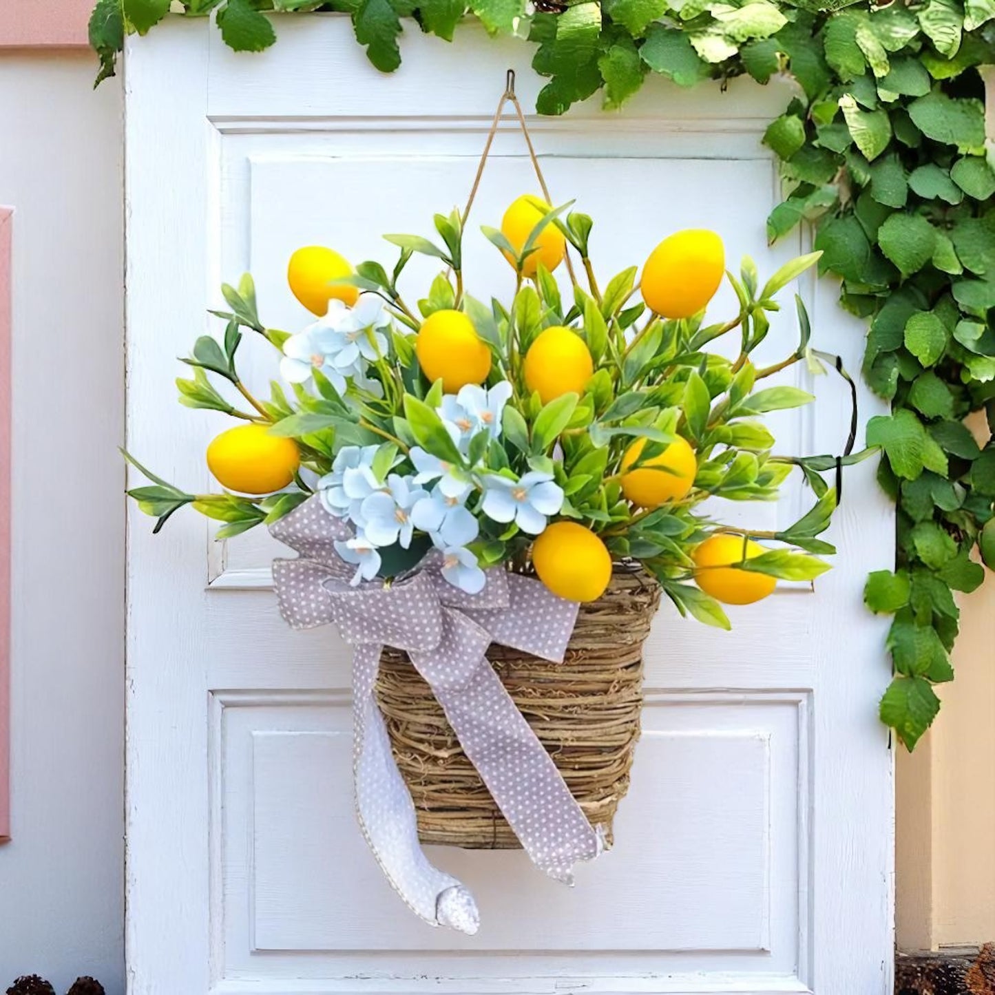 Lemon Basket Door Wreath