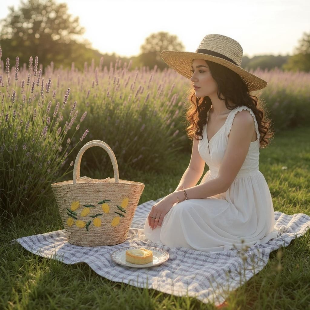 Lemon Drawstring Summer Bag
