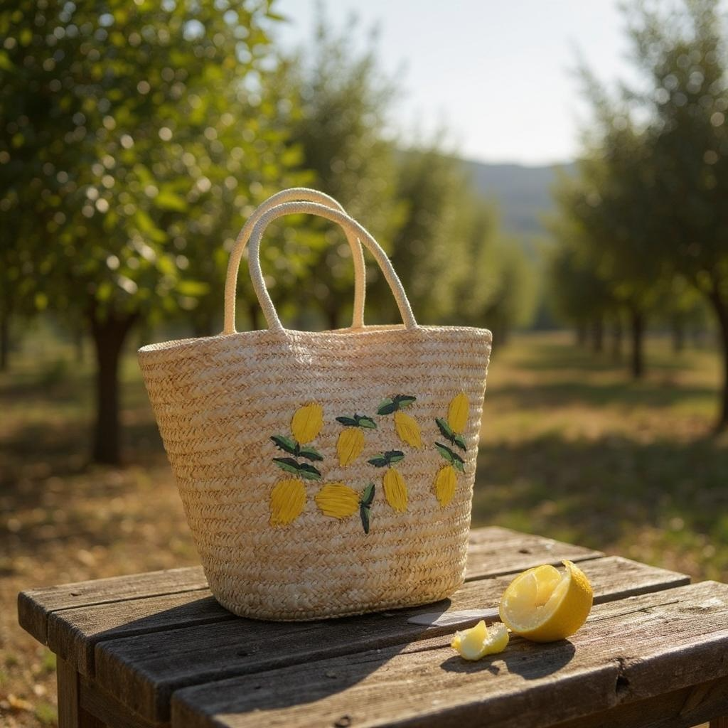 Lemon Drawstring Summer Bag
