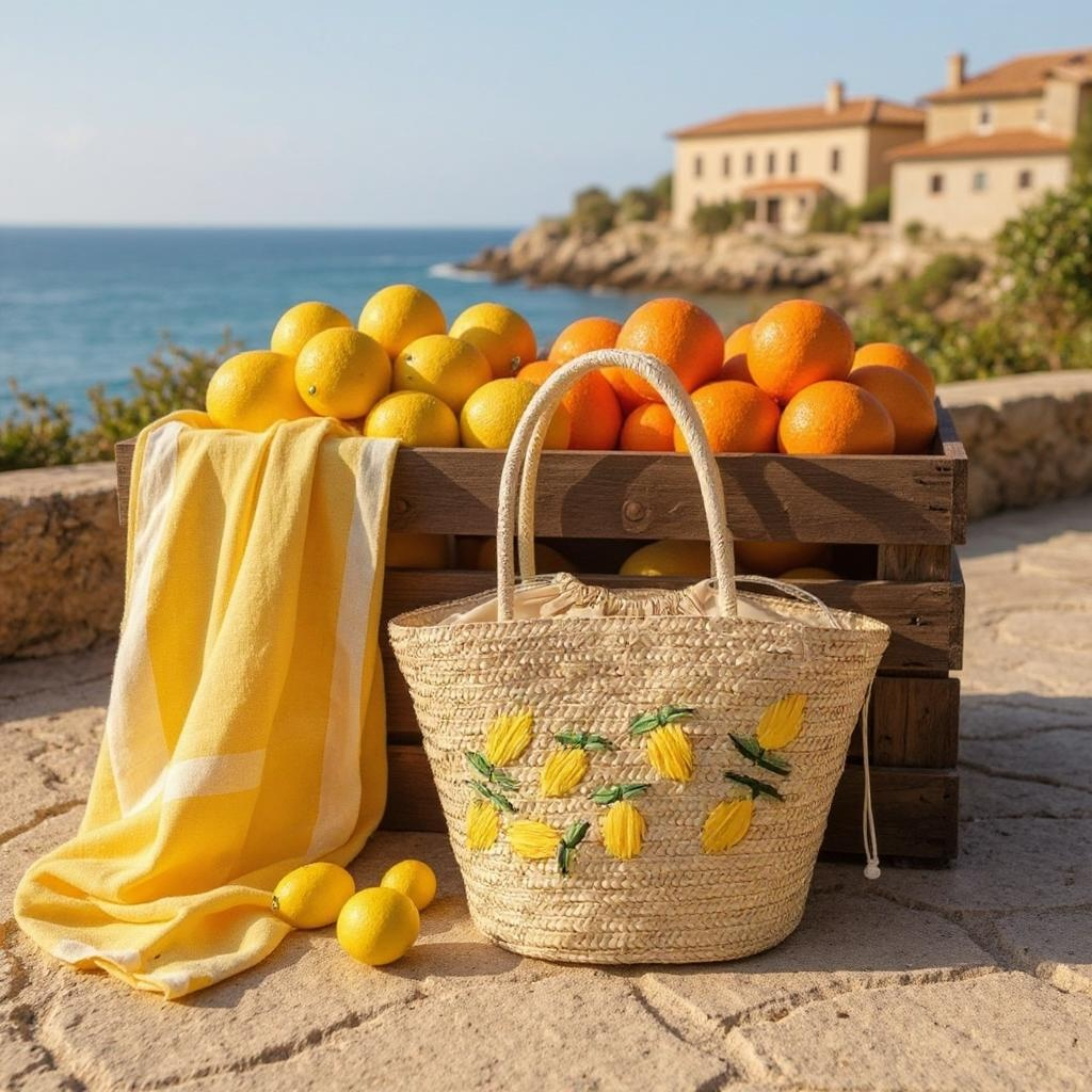 Lemon Drawstring Summer Bag
