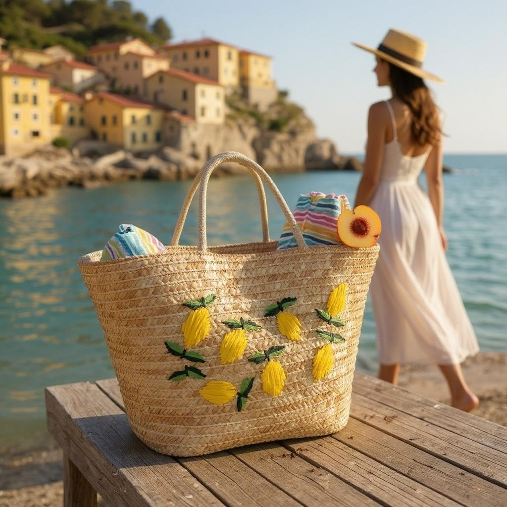 Lemon Drawstring Summer Bag
