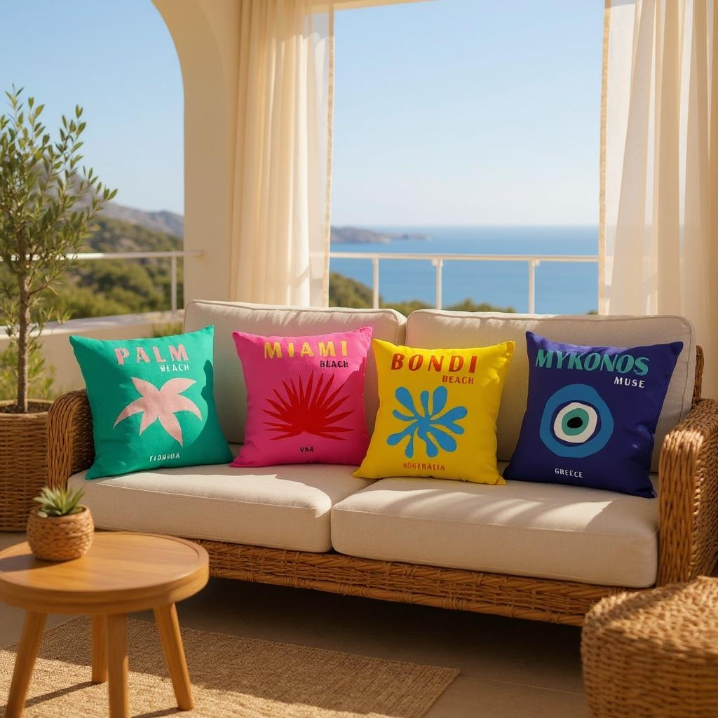 Set Of Four Coastal Cushion Covers