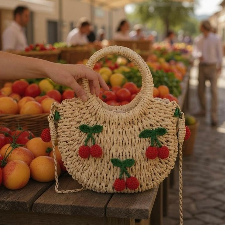 Handwoven Cherry Summer Bag