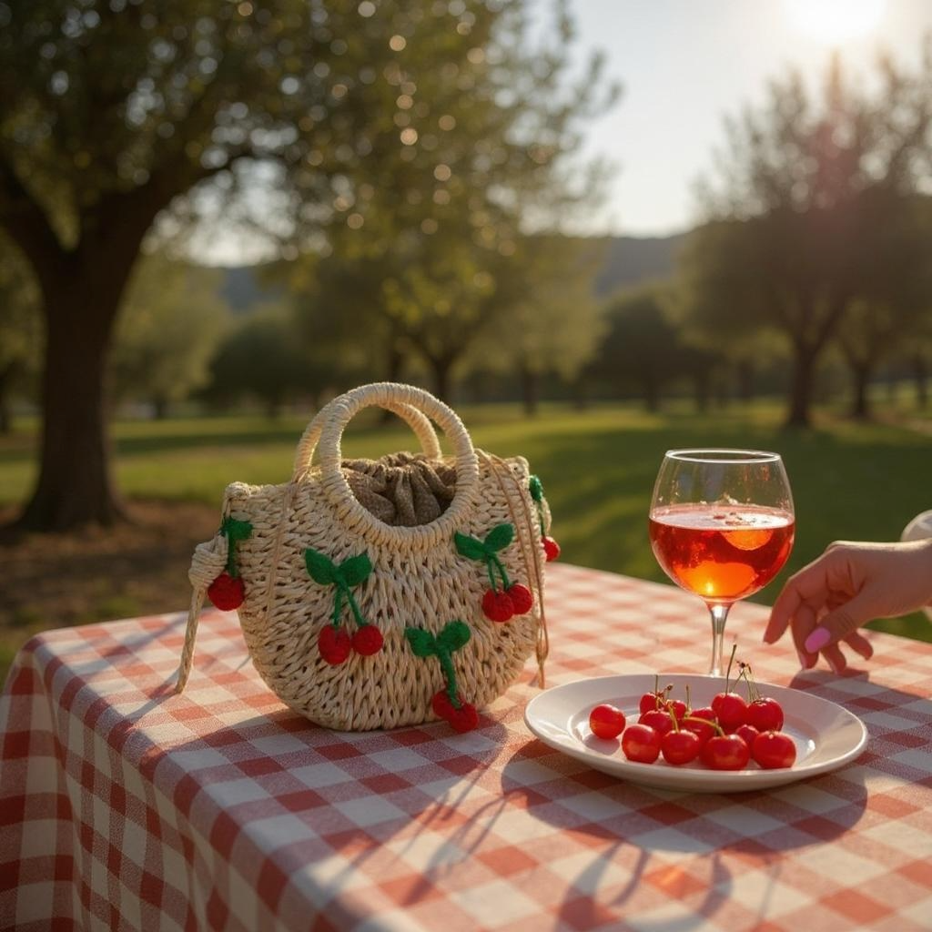 Handwoven Cherry Summer Bag