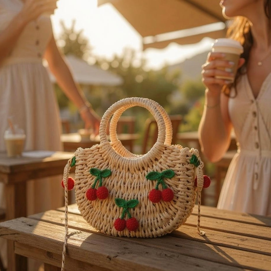 Handwoven Cherry Summer Bag