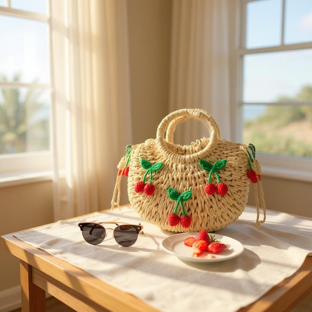 Handwoven Cherry Summer Bag