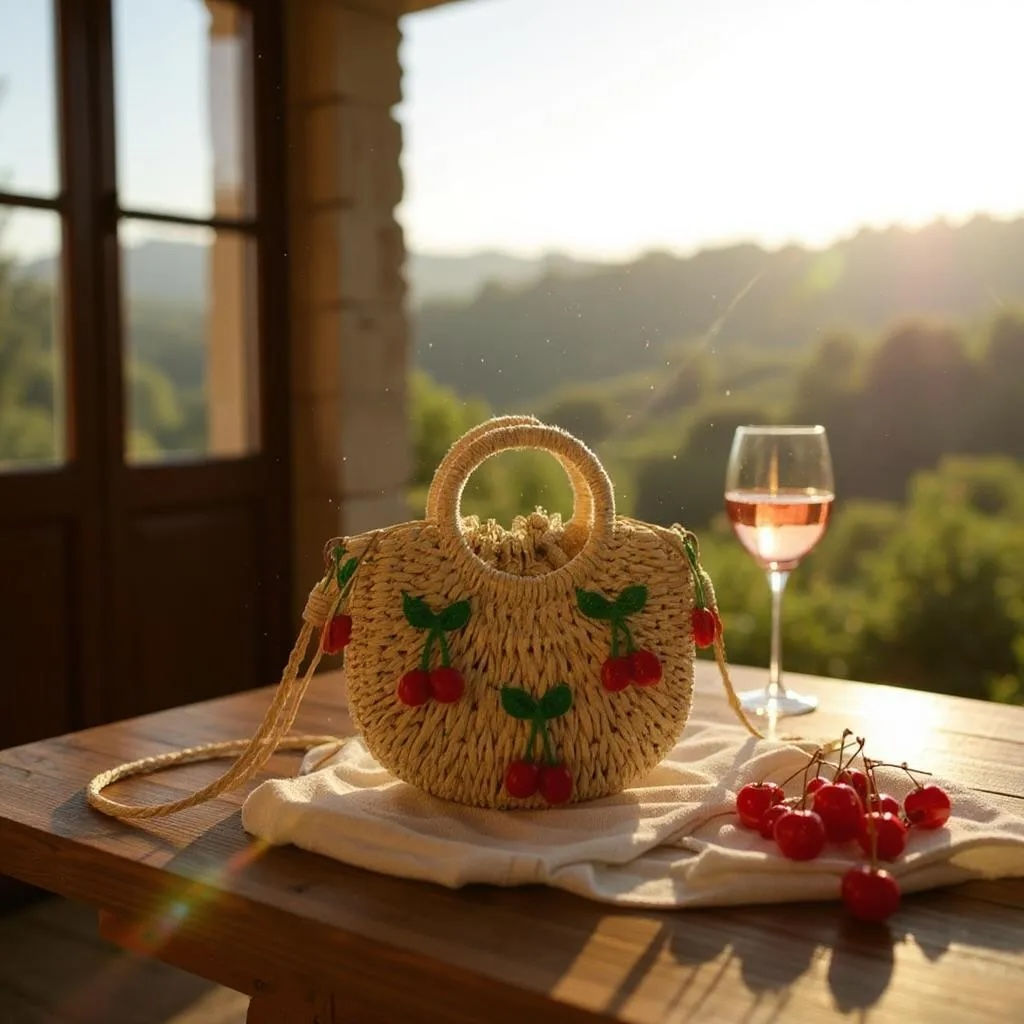 Handwoven Cherry Summer Bag