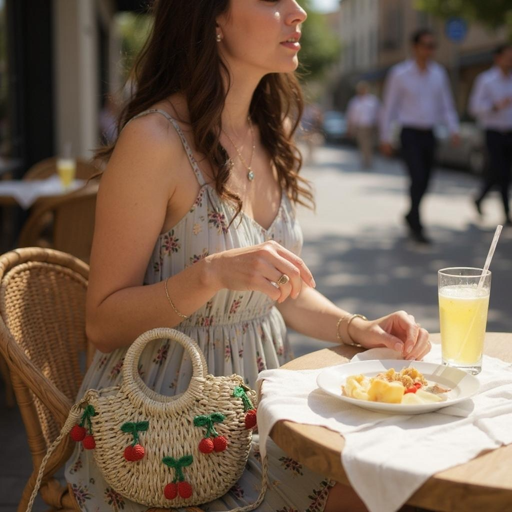 Handwoven Cherry Summer Bag
