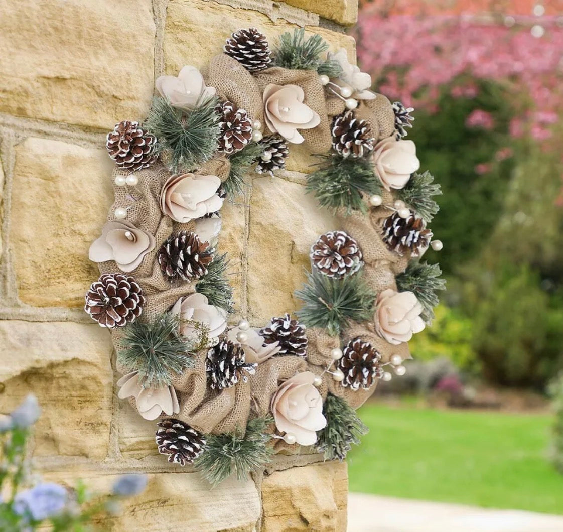 Country Style Hessian Wreath | Natural Jute Fabric Wreath