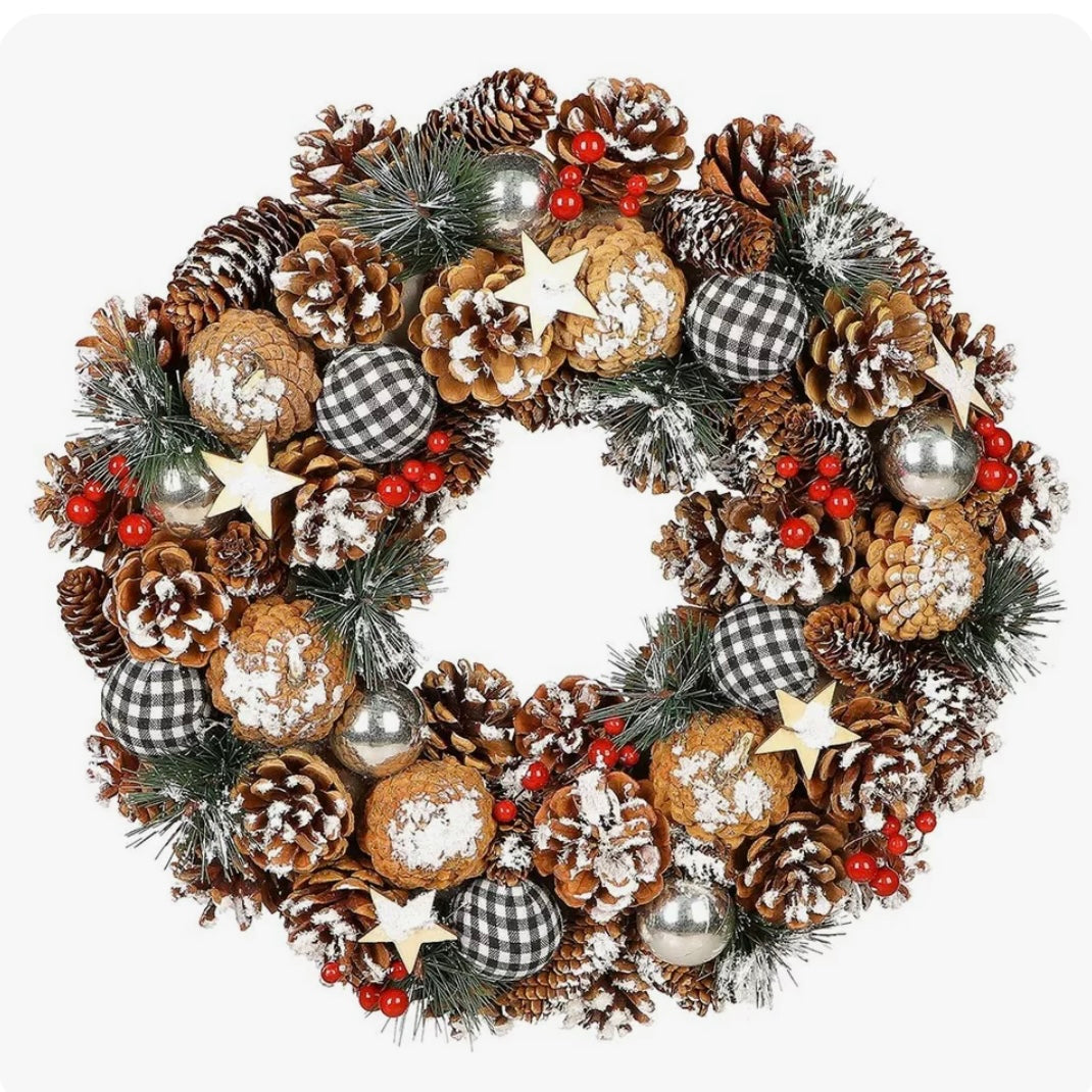 Handmade Luxury Christmas Wreath | Trending Gingham Style | Chequered Wreath |