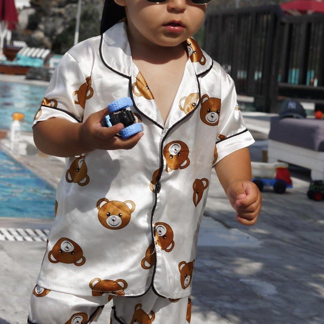 Children’s Silk 𝓣𝓮𝓻𝓻𝔂 Teddy PJ’s - Pretty Little Presents