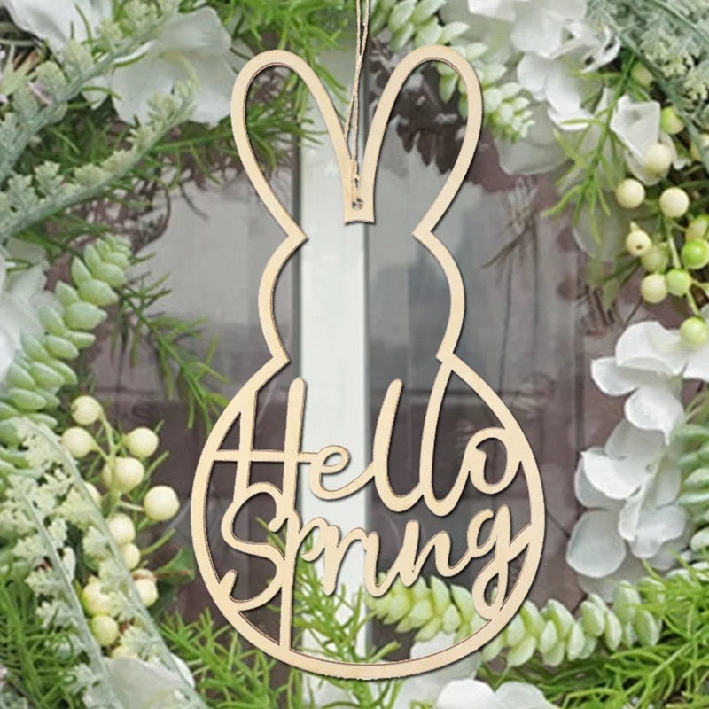 Easter Bunny Door Wreath | Hello Spring Door Hanger