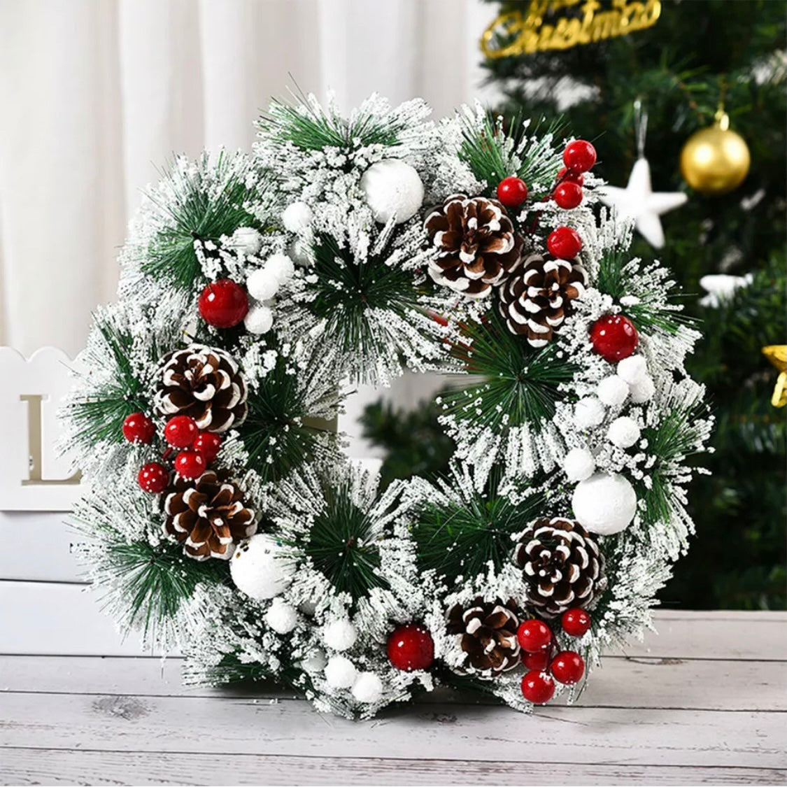 Luxury Door Hanging Christmas Snow Wreath