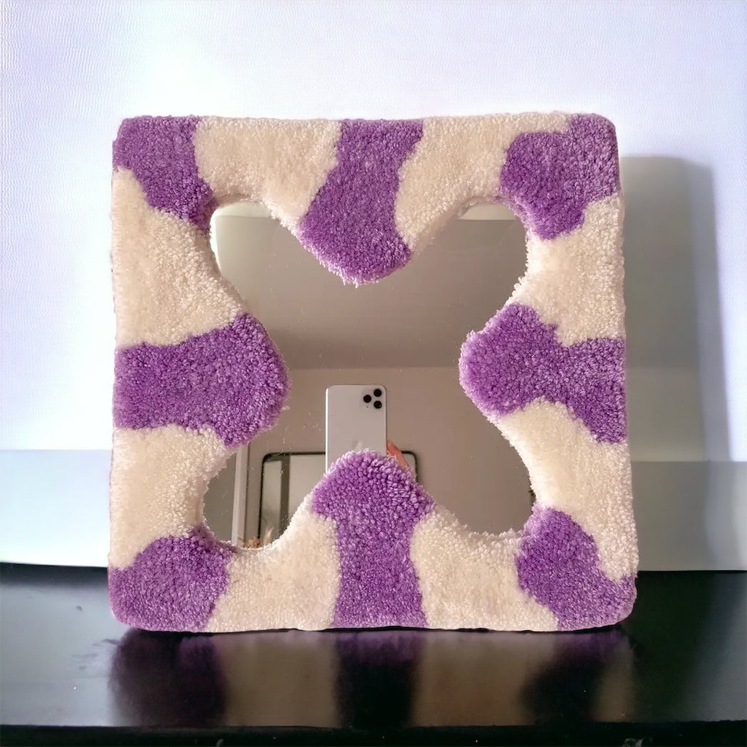 Purple Handmade Tufted Mirror