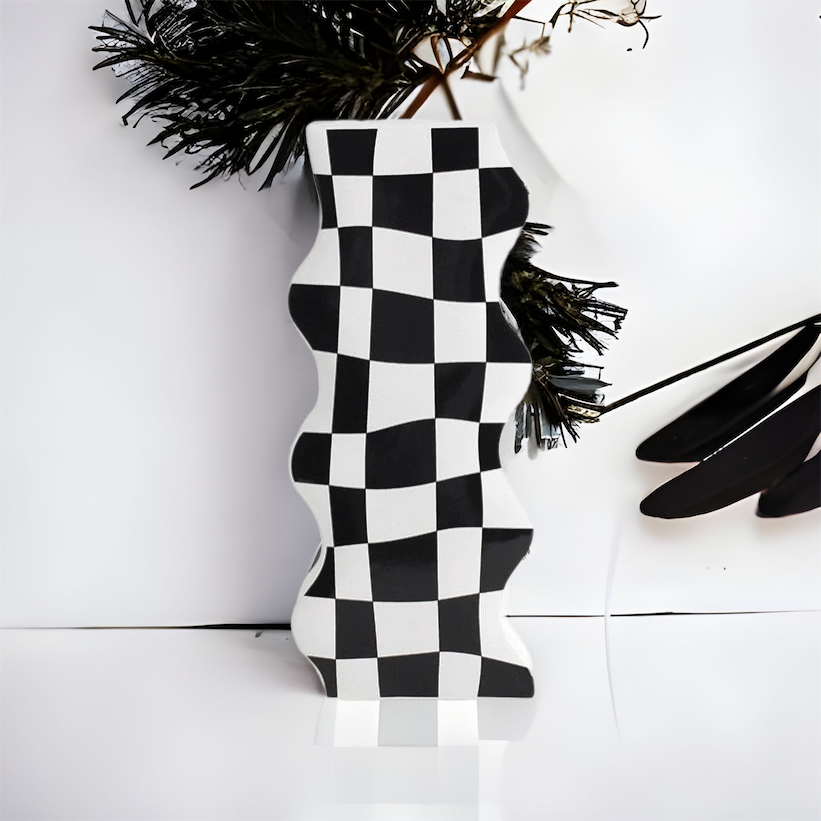 Creative Checkerboard Ceramic Vase
