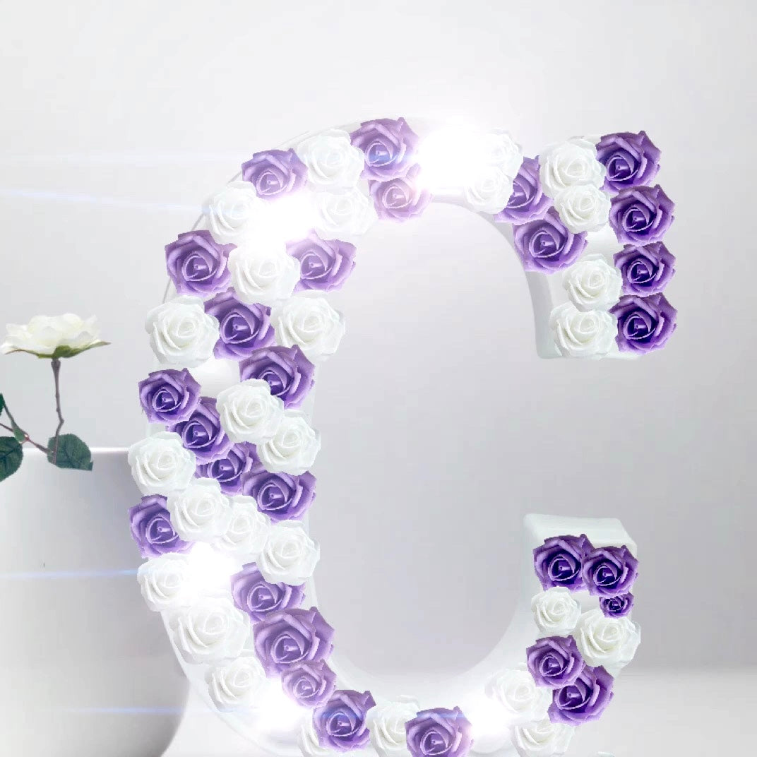Large Handmade Light Up Rose Filled ‘ 𝓣𝓲𝓷𝓴𝔂’ Letters