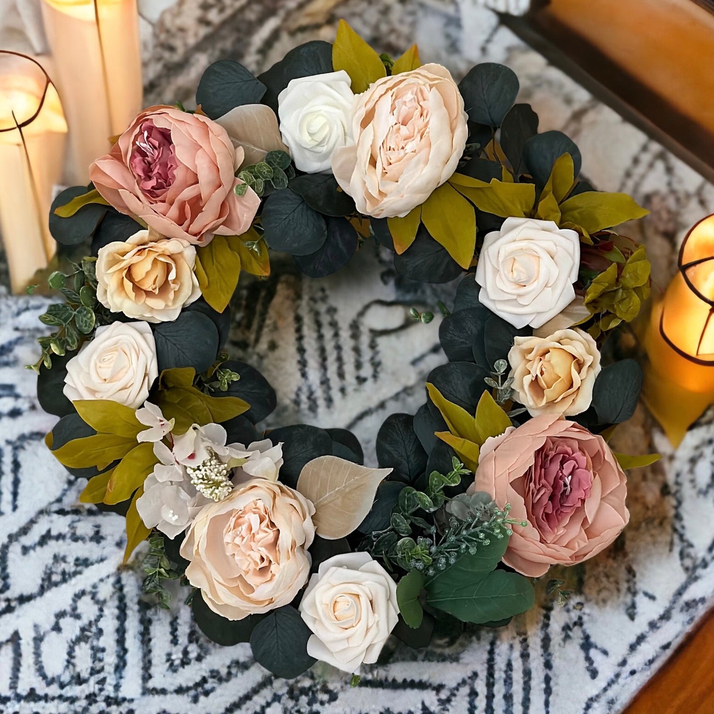 Handmade Eucalyptus Peony & Rose Wreath