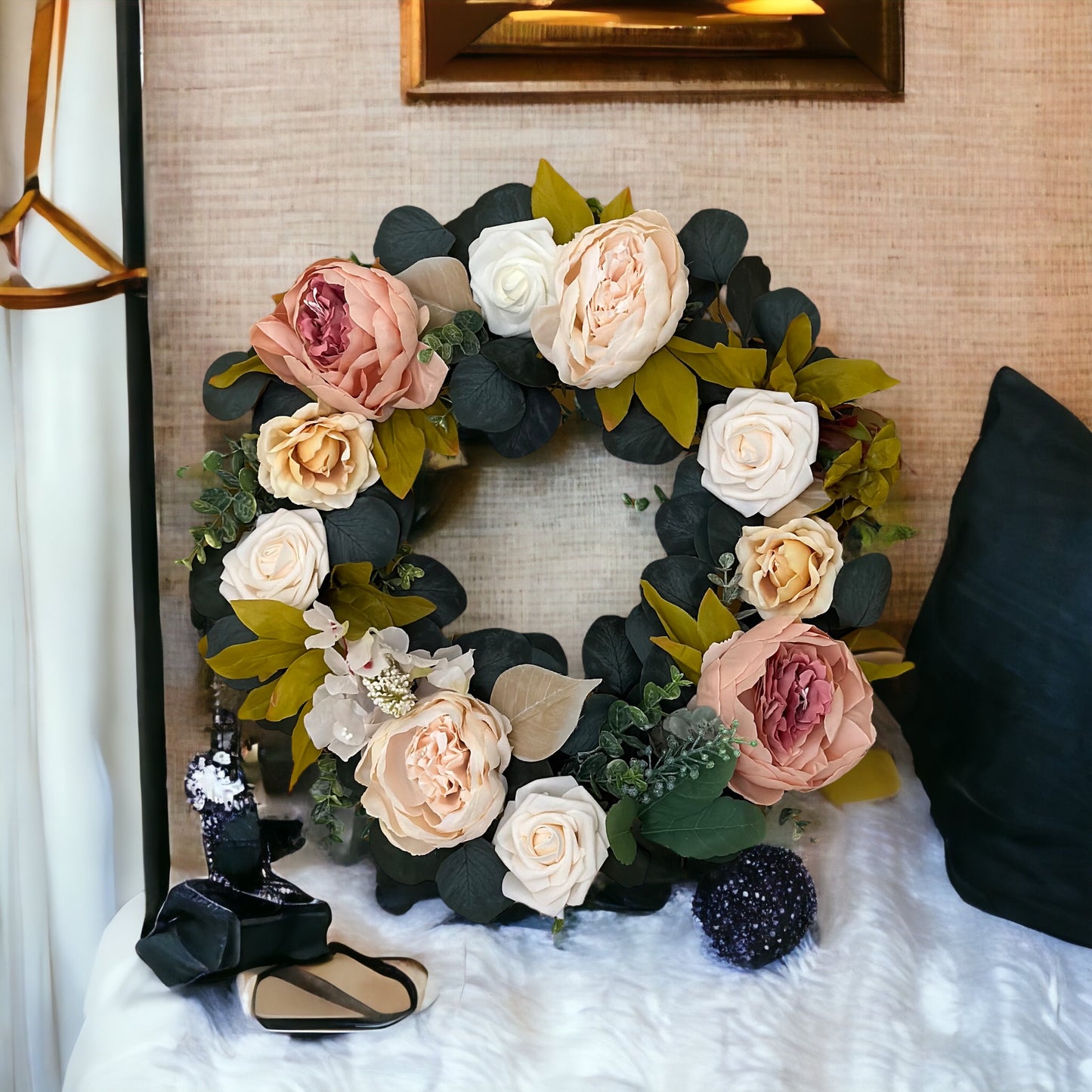 Handmade Eucalyptus Peony & Rose Wreath