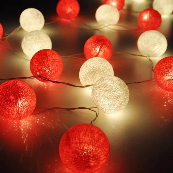 Red & White BOLETTE Christmas String Lights