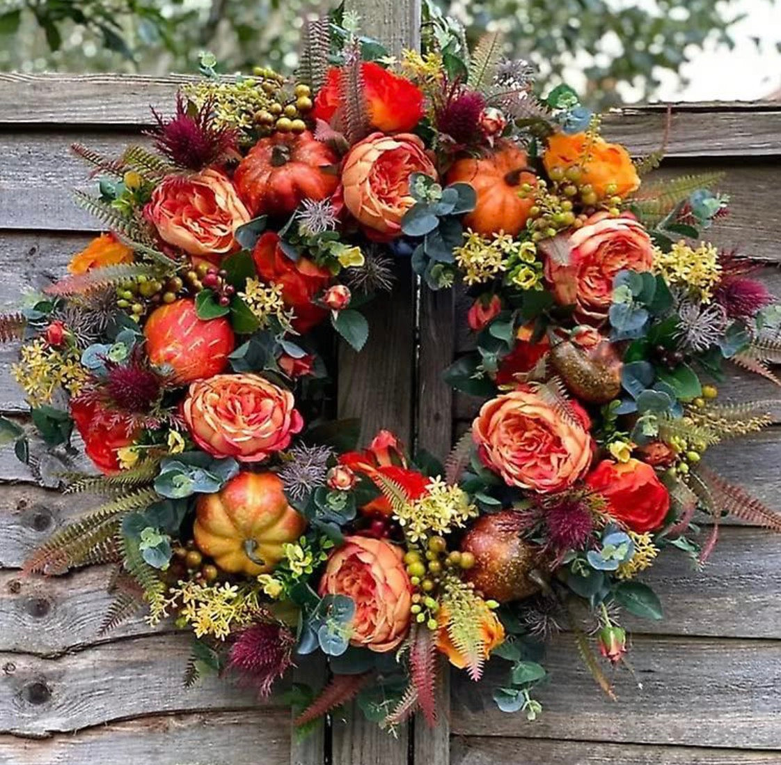 Autumn Peony Wreath | Faux Pumpkin Wreaths