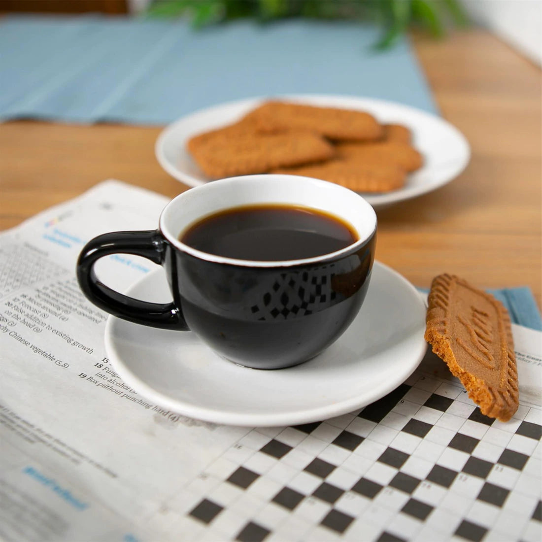 Porcelain Coloured Coffee Cup & Coloured Saucers |