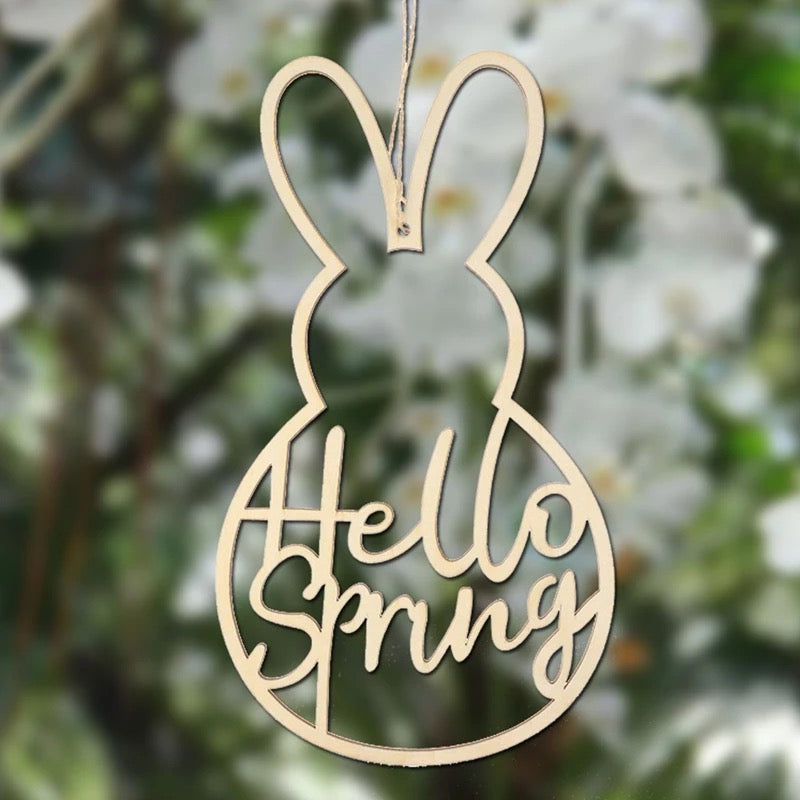 Easter Bunny Door Wreath | Hello Spring Door Hanger