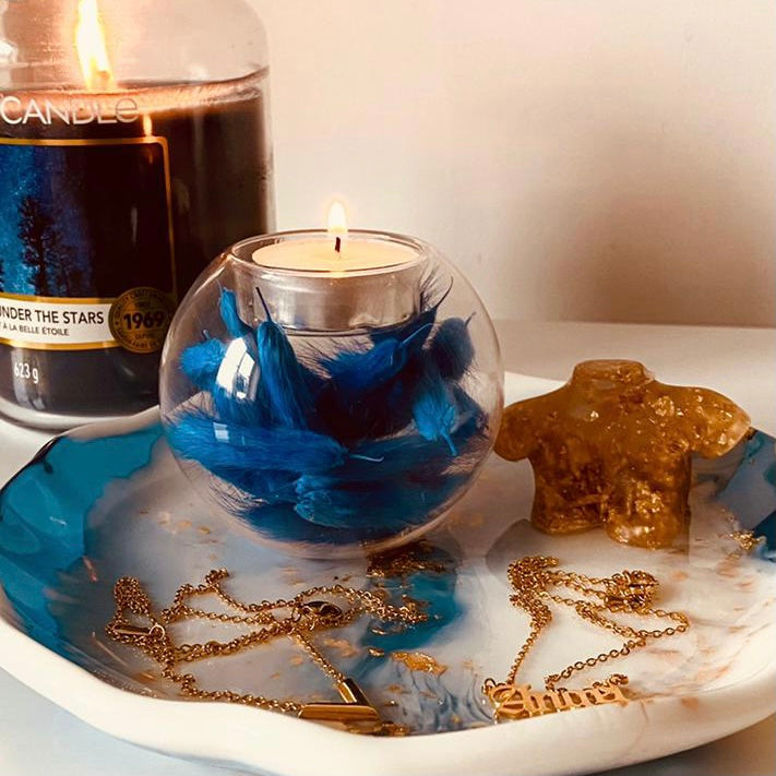 Handmade Blue Bunny Tail Filled π‘πΈππͺπ΅ Tea-Light Holder