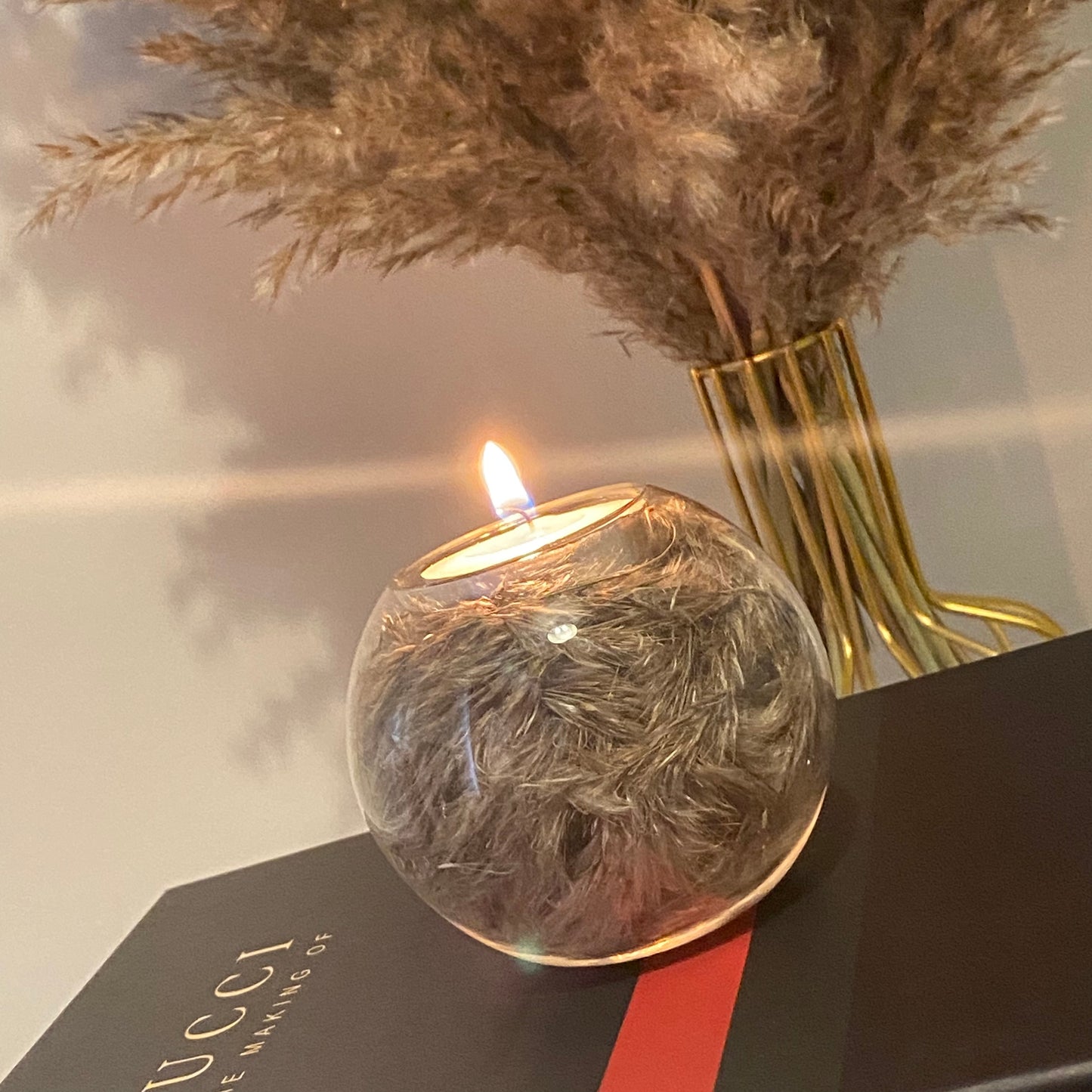 Handmade Pampas Filled π‘πΎπ² Tea-Light Holder