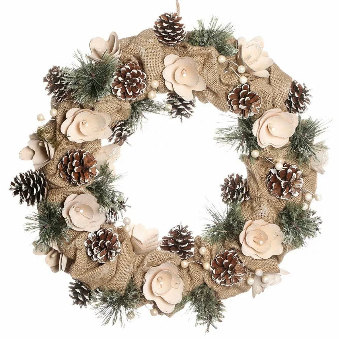 Country Style Hessian Wreath | Natural Jute Fabric Wreath