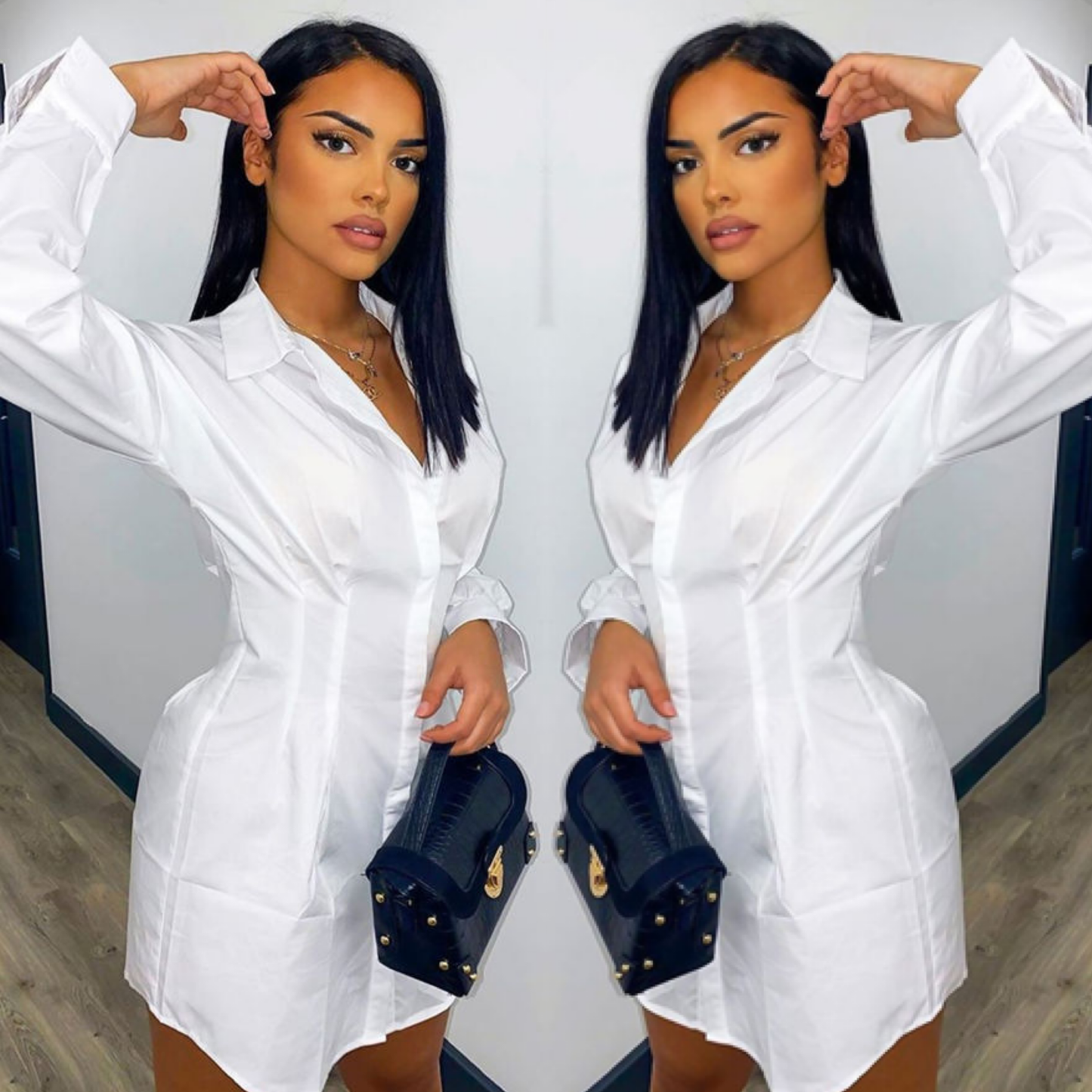 White Fitted Versatile โ๐๐ช๐๐ฎโ Shirt Dress - Pretty Little Presents