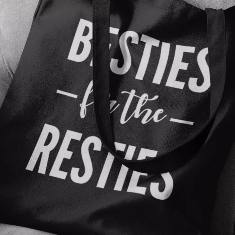 Set Of 2 Black Slogan Tote Bag | Besties Tote | Besties For The Resties |