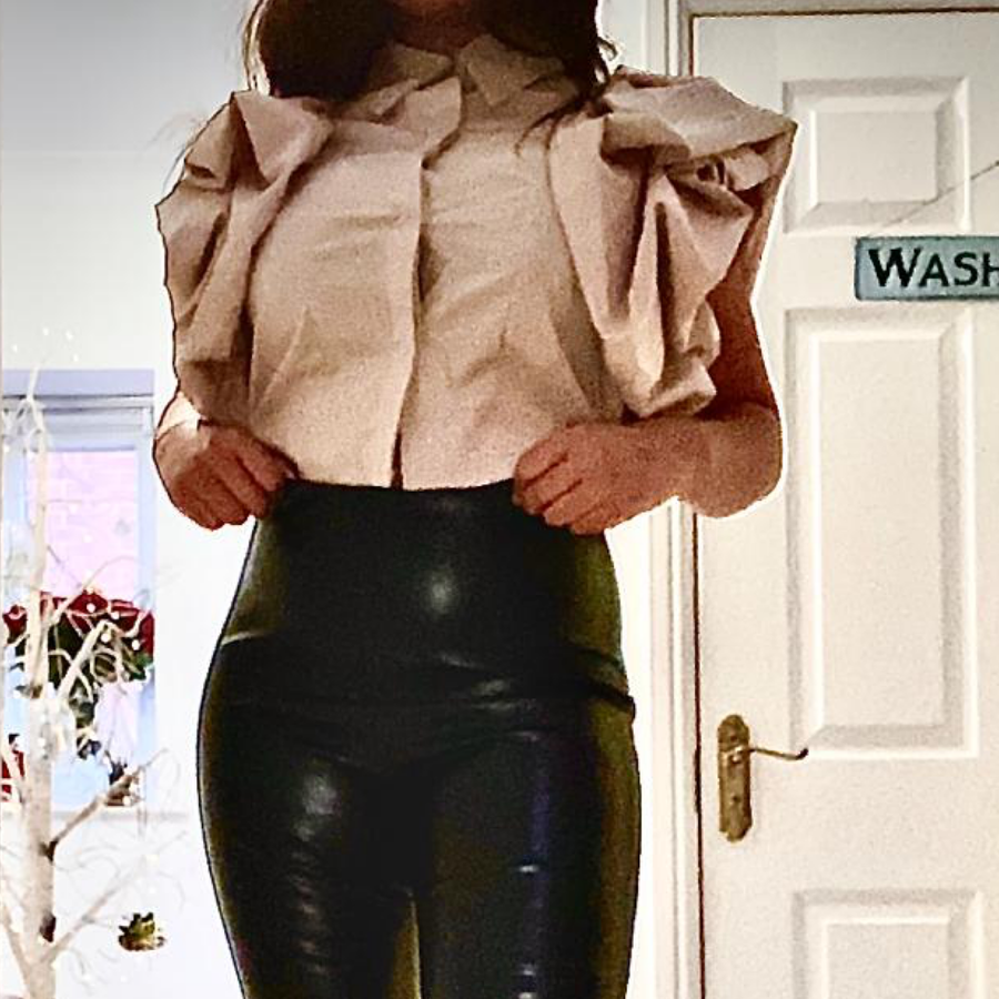 Nude Puff Sleeved Buttoned Shirt - Pretty Little Presents