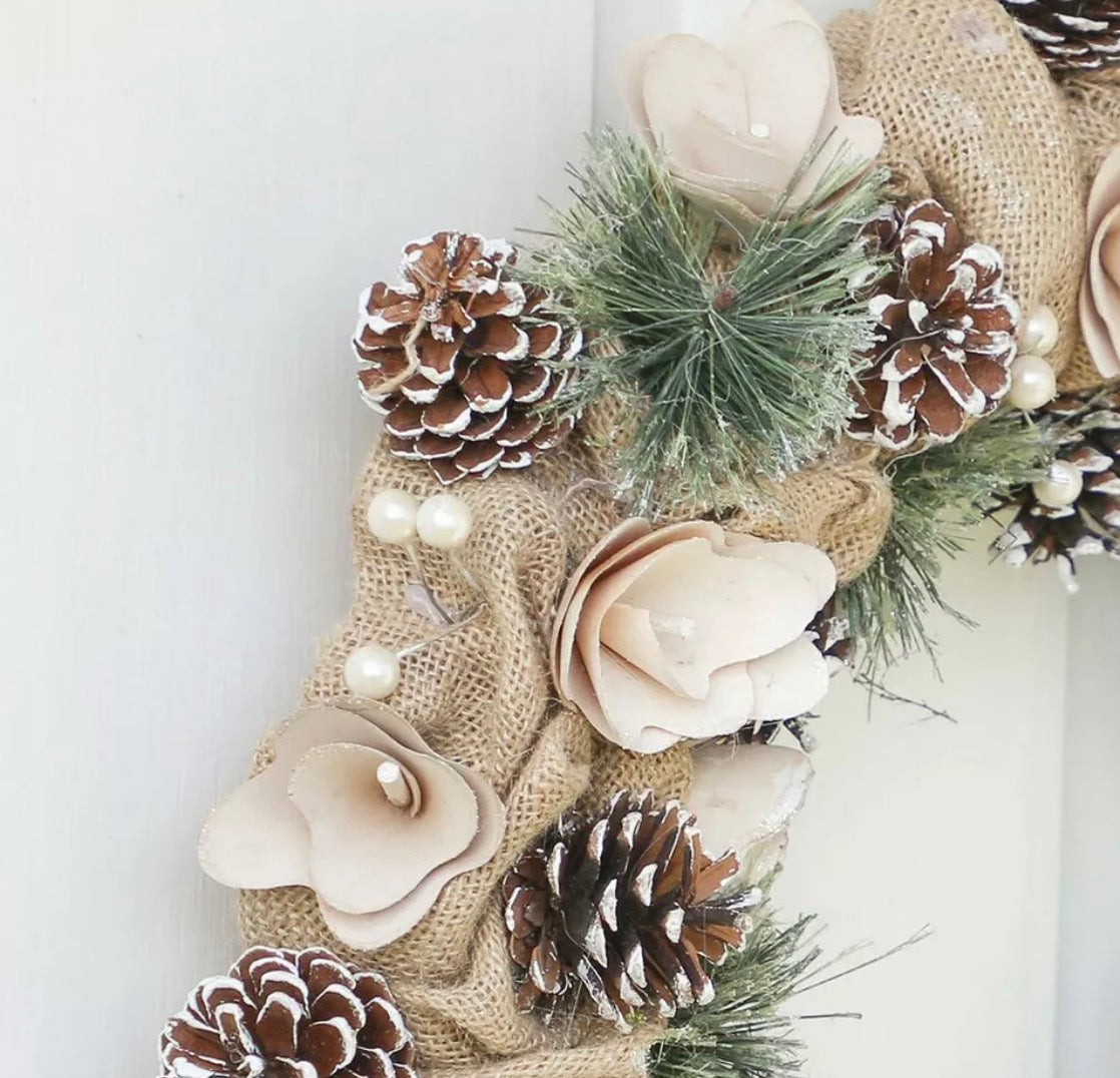 Country Style Hessian Wreath | Natural Jute Fabric Wreath