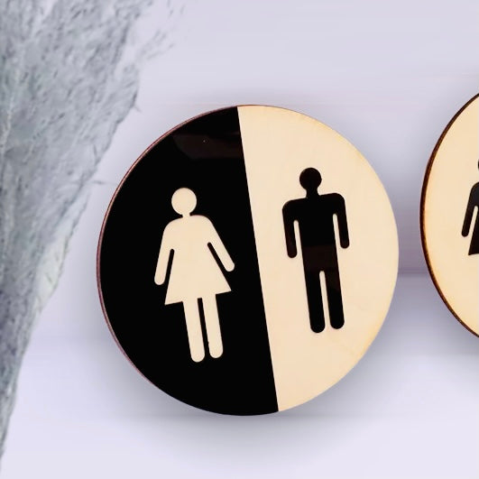 Mirrored 3D Bathroom Door Signs