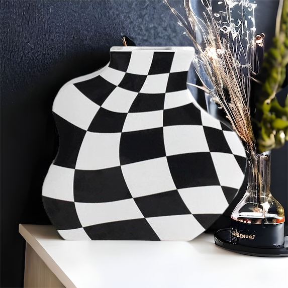 Creative Checkerboard Ceramic Vase