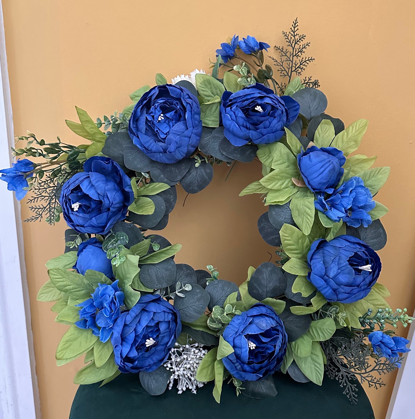 Royal Blue Peony Wreath
