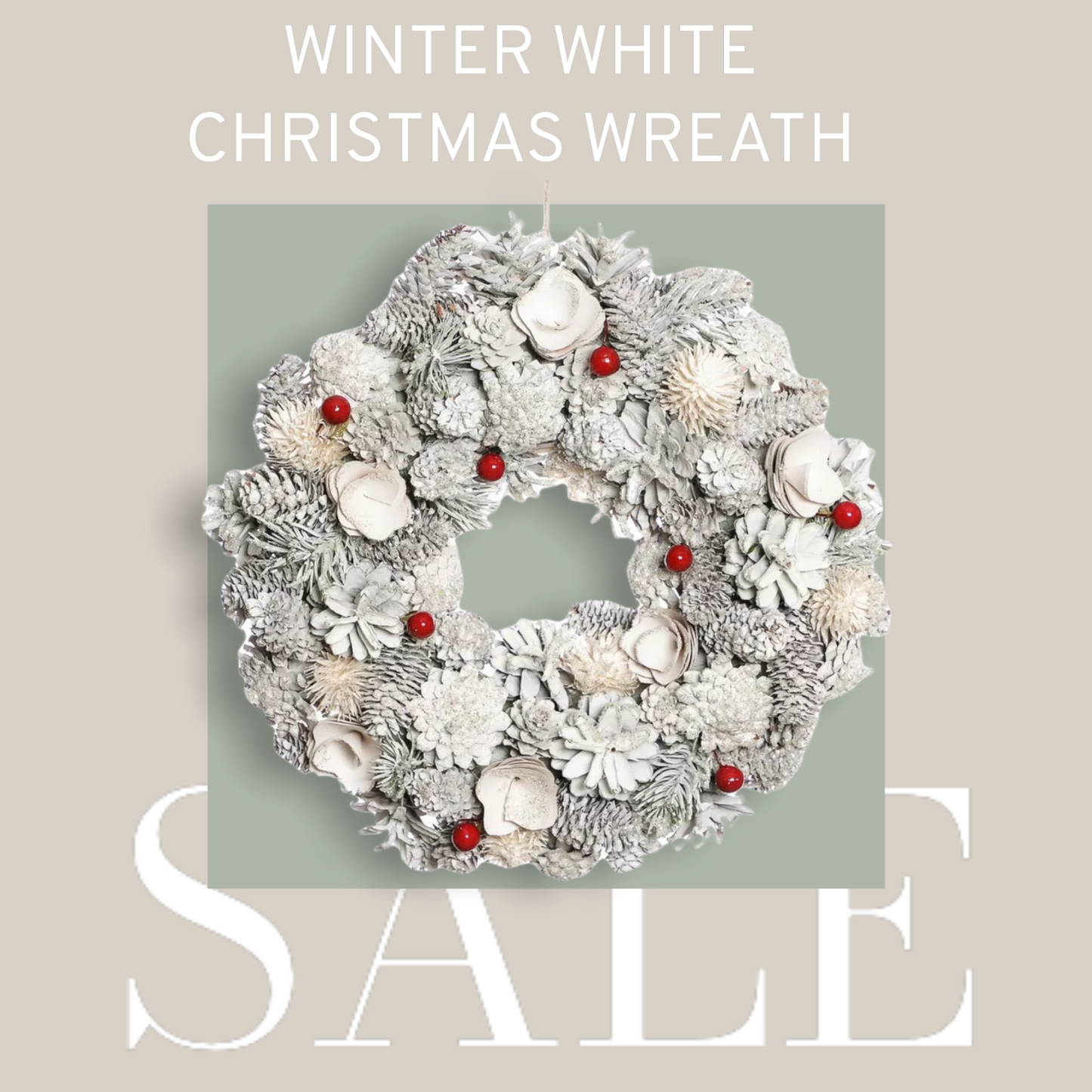 Winter White Christmas Pinecone Wreath