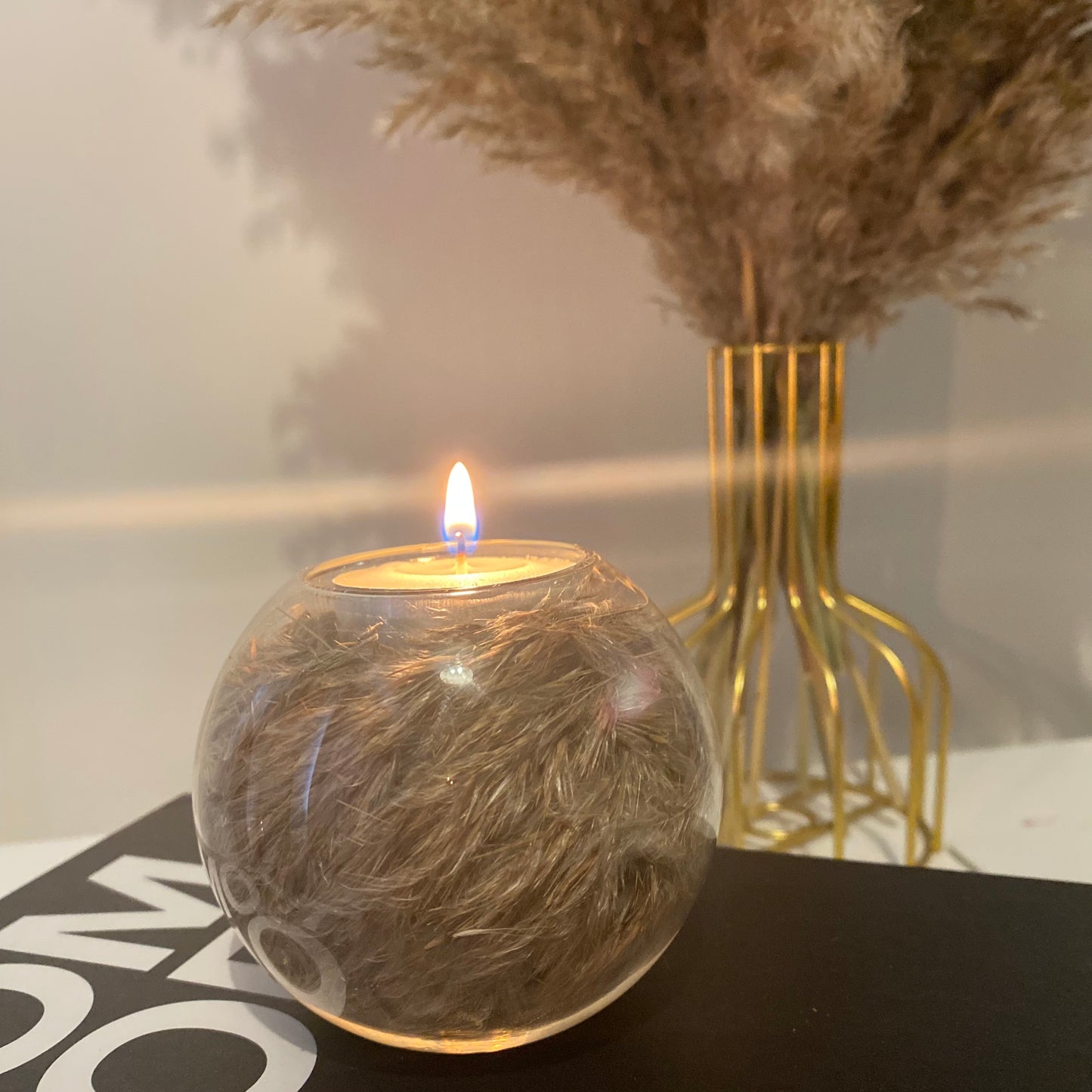 Handmade Pampas Filled π‘πΎπ² Tea-Light Holder