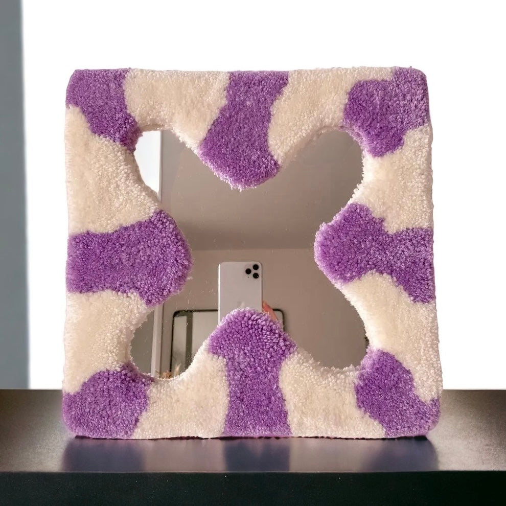 Purple Handmade Tufted Mirror