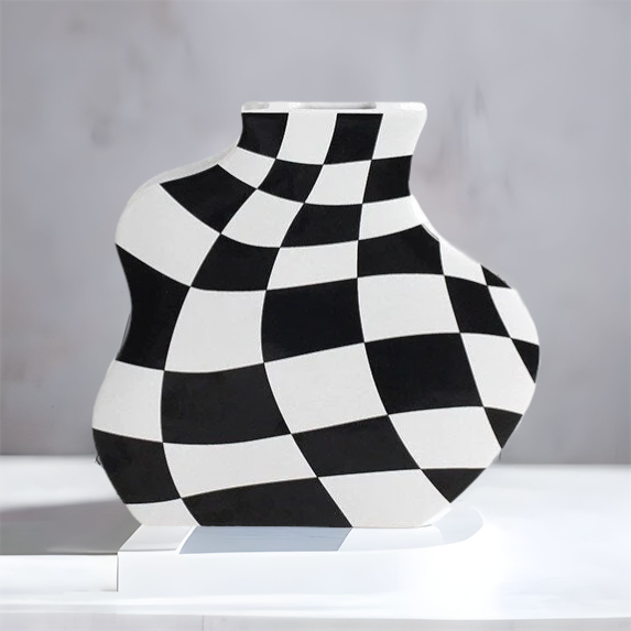 Creative Checkerboard Ceramic Vase