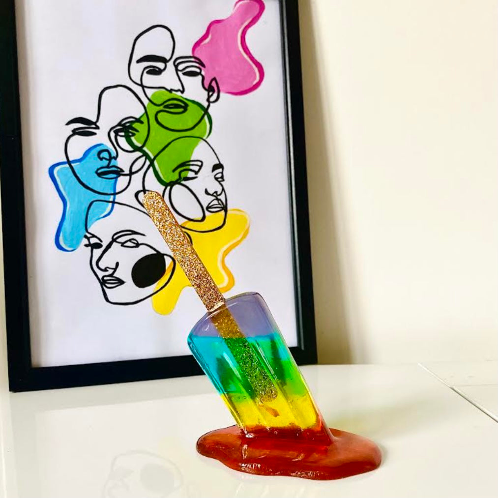 Upside Down Melting Ice Lolly Resin Sculpture